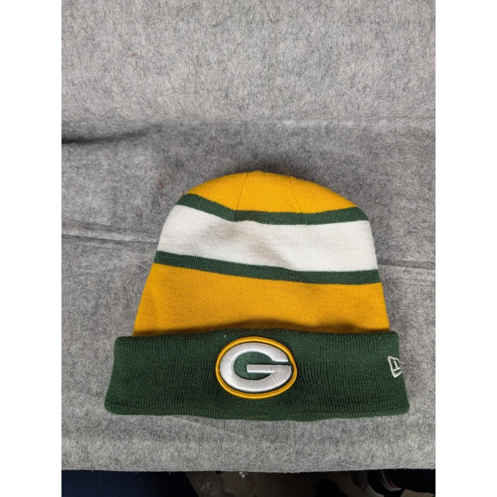 New Era Green Bay Packers NFL Cuffed Knit Beanie Hat Green Gold Fleece Lined